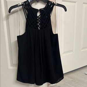 Shinestar Black Sleeveless Blouse with Lattice Detail NWT!!!